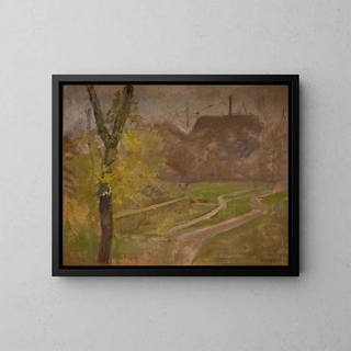 The garden of the deaf-mutes' institution - Ludvig Find — framed artwork on a wall