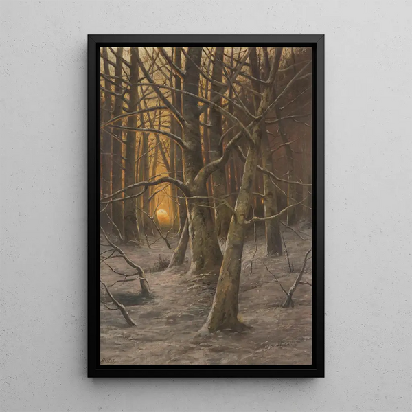 Winter evening painting - Ludvík Bartók — framed artwork on a wall