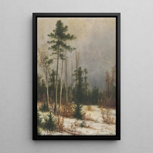 Winter Forest Painting - Ludvík Bartók — framed artwork on a wall