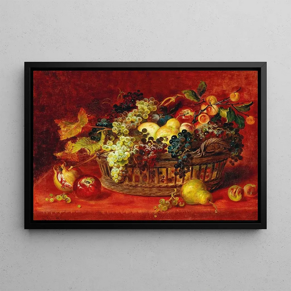 Nature Morte avec Panier de Fruits - Ludwig Adam Kunz — framed artwork on a wall