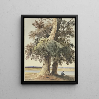 Ludwig Daniel Philipp Schmidt - Two trees on the river.webp