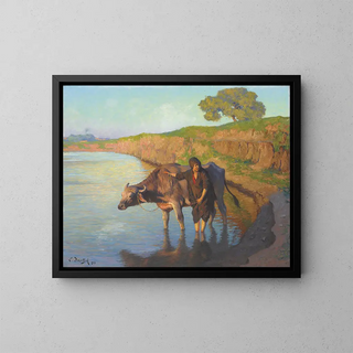 La jeune fille au buffle - Ludwig Deutsch — framed artwork on a wall