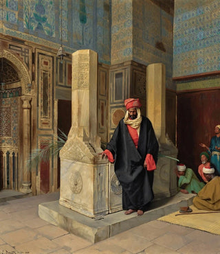 Ludwig Deutsch - Praying In The Blue Mosque Cairo.webp
