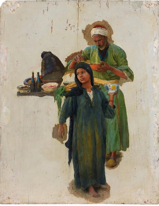 Ludwig Deutsch - Study Of A Man And A Girl Holding A Bowl.webp