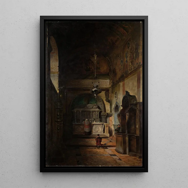 View in the Sant Isidro Chapel in Venice - Ludwig Dittweiler — framed artwork on a wall