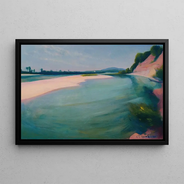 L'Inn in Suben to the North - Ludwig Ferdinand Graf — framed artwork on a wall