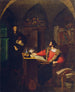 Faust and Mephistopheles in the office. Conjuration of Mephistopheles by Faust. - Ludwig Ferdinand Schnorr von Carolsfeld — artwork view