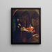 Faust and Mephistopheles in the office. Conjuration of Mephistopheles by Faust. - Ludwig Ferdinand Schnorr von Carolsfeld — framed artwork on a wall