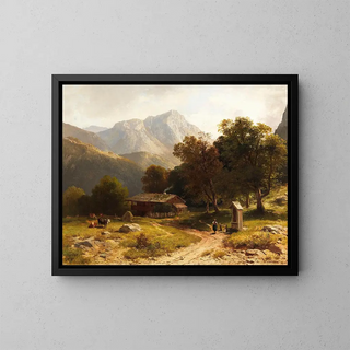 Alpine Summer Idyll - Ludwig Gebhardt — framed artwork on a wall