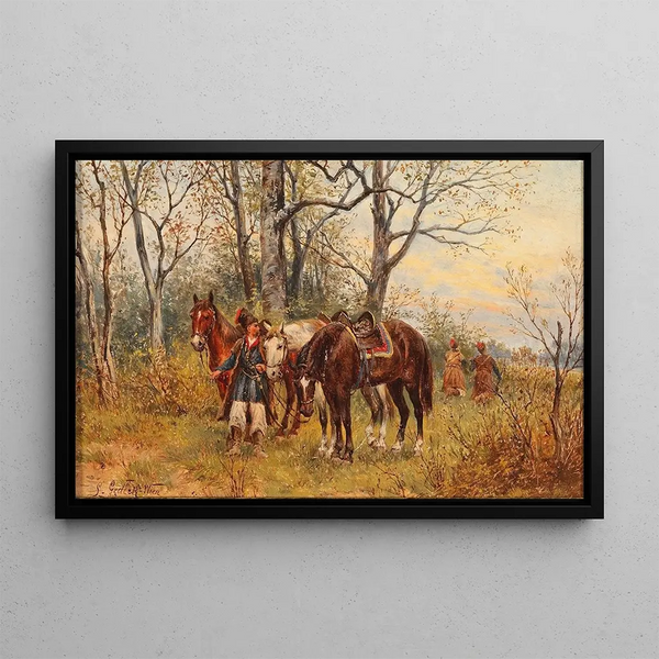 Cossack Patrol - Ludwig Gedlek — framed artwork on a wall