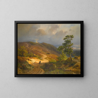 Cavalier dans un paysage - Ludwig Gurlitt — framed artwork on a wall