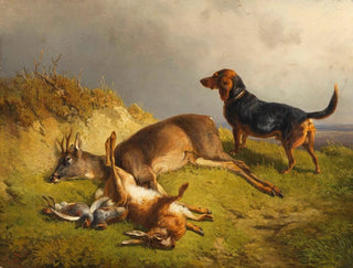 Gibier abattu et chien de chasse - Ludwig Gustav Voltz — artwork view