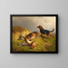 Gibier abattu et chien de chasse - Ludwig Gustav Voltz — framed artwork on a wall