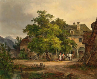 A meeting by the fountain - Ludwig Halauska — artwork view