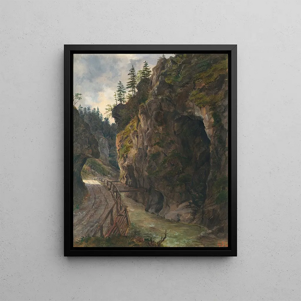 Gorge rocheuse - Ludwig Halauska — framed artwork on a wall
