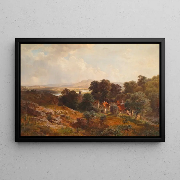 Summer Landscape Painting - Ludwig Halauska — framed artwork on a wall