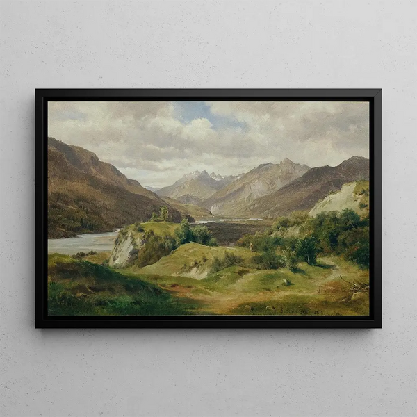 Valley with Mountains - Ludwig Halauska — framed artwork on a wall