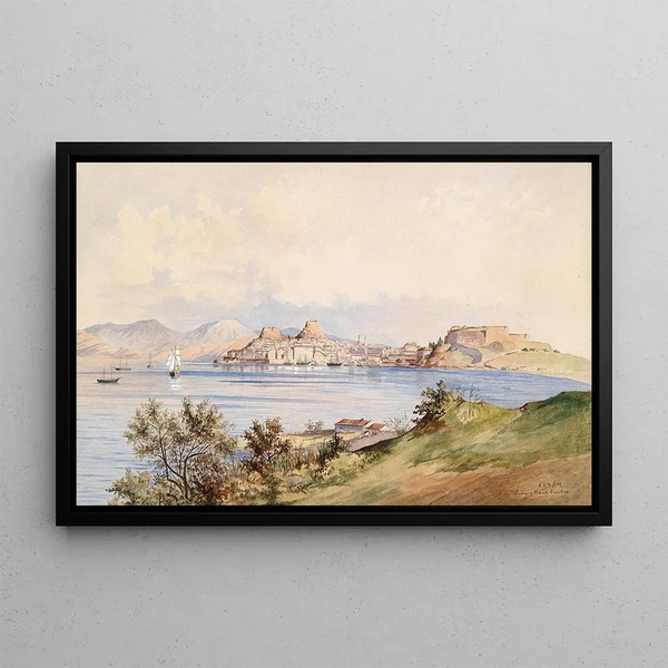 View of the City of Corfu - Ludwig Hans Fischer — framed artwork on a wall