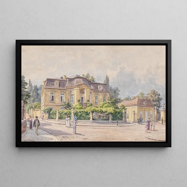 Villa at the gate of Meidling towards the park of Schönbrunn Palace - Ludwig Hans Fischer — framed artwork on a wall