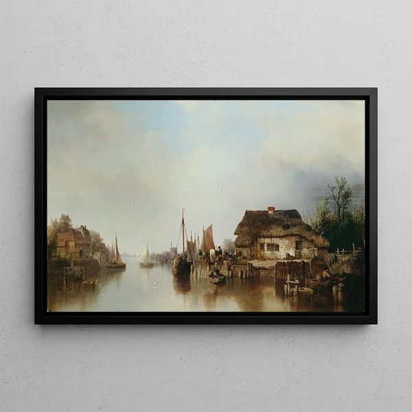 Rive de l'Escaut - Ludwig Hermann — framed artwork on a wall