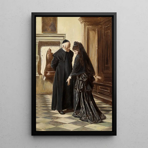 A Serious Conversation - Ludwig Johann Passini — framed artwork on a wall