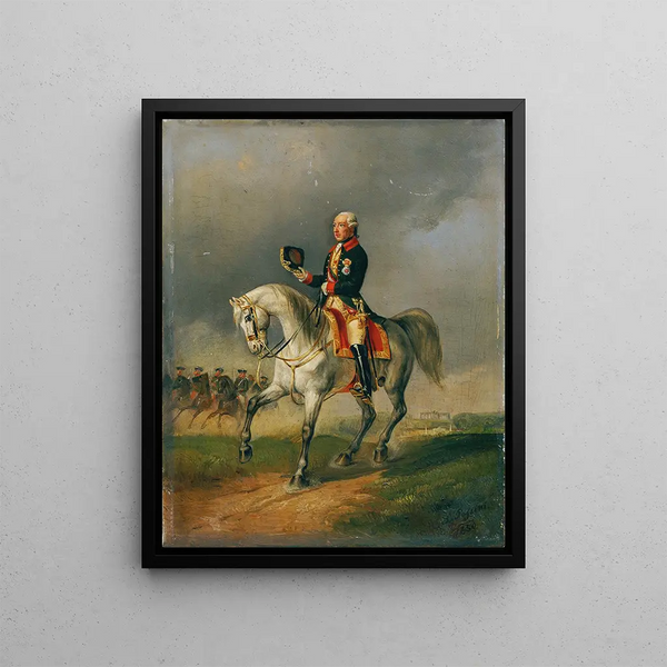 L'empereur Joseph II à cheval - Ludwig Johann Passini — framed artwork on a wall