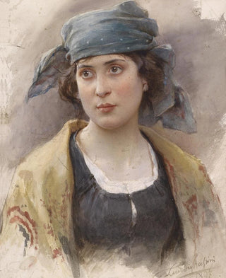 Ludwig Johann Passini - Mdchen mit grnem Kopftuch.webp