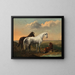 a white horse and a bay horse in a puszta landscape - Ludwig Kübler — framed artwork on a wall