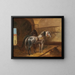 Two horses in the stable - Ludwig Kübler — framed artwork on a wall