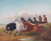 Two young Hungarian riders drive wild horses in front of them in the Puszta - Ludwig Kübler — artwork view