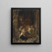 Mother with children studying - Ludwig Knaus — framed artwork on a wall