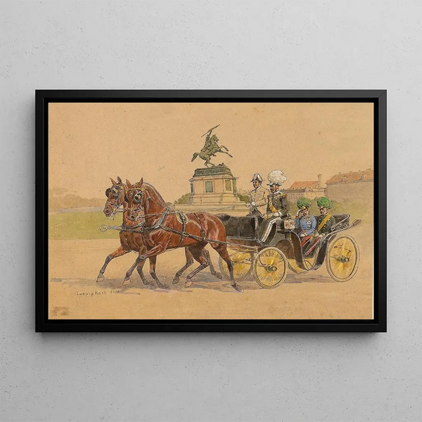 François-Joseph sur la Heldenplatz - Ludwig Koch — framed artwork on a wall