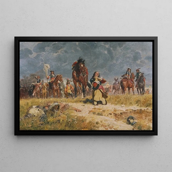 Prayer before the battle - Ludwig Koch — framed artwork on a wall