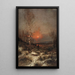 Winter Landscape at Twilight with a Hunter - Ludwig Lanckow — framed artwork on a wall