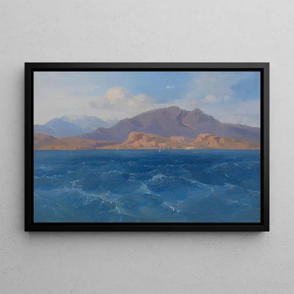 View of the Parnassus with the ruins of Krissa - Ludwig Lange — framed artwork on a wall