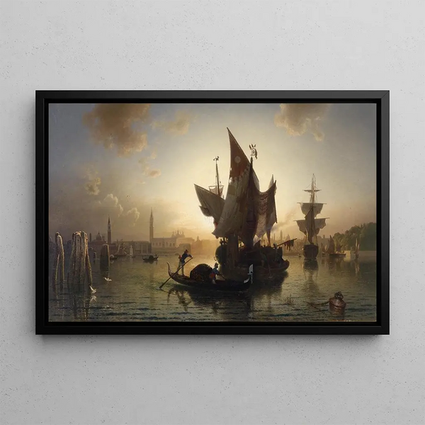 Venice at Sunset - Ludwig Meixner — framed artwork on a wall