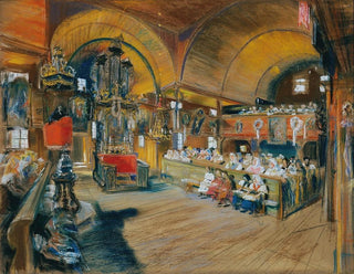 Interior of a village church - Ludwig Michalek — artwork view