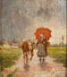 Return home with a red umbrella - Ludwig Müller-Cornelius — artwork view