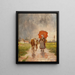 Return home with a red umbrella - Ludwig Müller-Cornelius — framed artwork on a wall