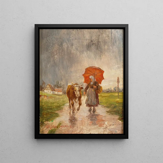 Ludwig MllerCornelius - Returning Home with Red Umbrella.webp