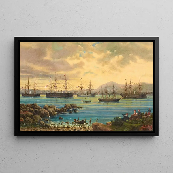 An English squadron in the Sea of Marmara - Ludwig Rubelli von Sturmfest — framed artwork on a wall
