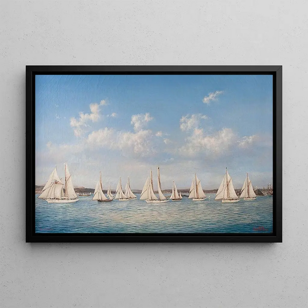 Sailing Regatta - Ludwig Rubelli von Sturmfest — framed artwork on a wall