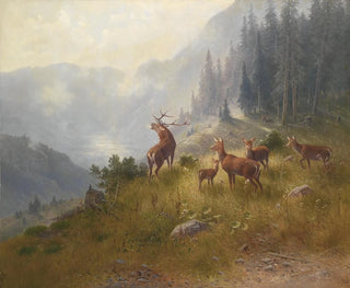 Deer in the Elevated Mountains - Ludwig Sckell — artwork view