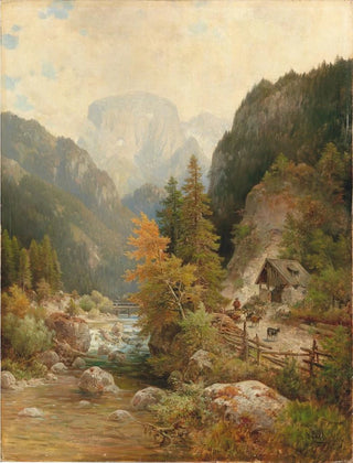 Ludwig Sckell - Shepherd and Flock on the Path by a Torrent.webp