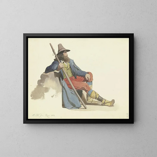 Pâtre endormi de la campagne romaine - Ludwig Thiersch — framed artwork on a wall