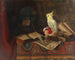 Still life with books and a cockatoo - Ludwig Valenta — artwork view
