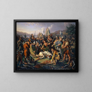 The Swiss with the lifeless body of Winkelried - Ludwig Vogel — framed artwork on a wall