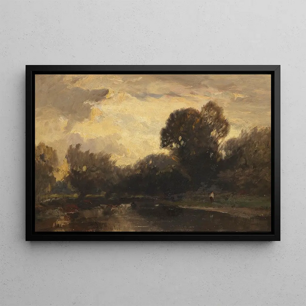 River Landscape Painting - Ludwig Willroider — framed artwork on a wall