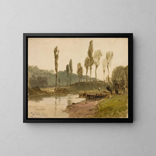 Landscape painting with water - Ludwig Willroider — framed artwork on a wall