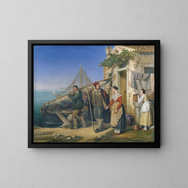 A Venetian fishing family - Ludwig von Beniczky — framed artwork on a wall